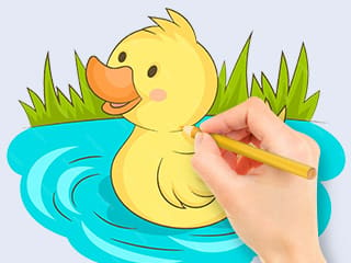 Coloring Book: Baby-Duck-Swim