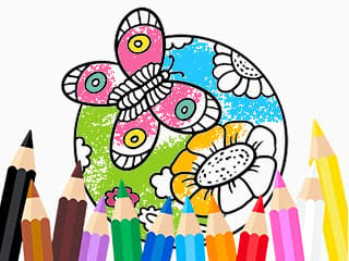 Coloring Book: Butterfly With Flower