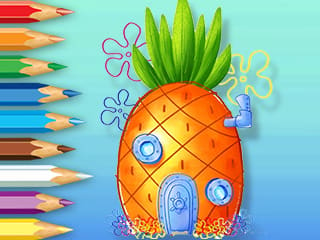 Coloring Book: Cartoon Pineapple House
