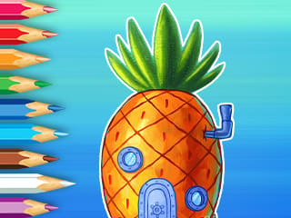 Coloring Book: Cartoon Pineapple House