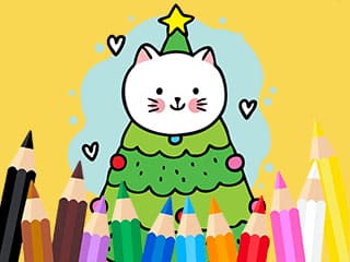 Coloring Book: Cats And Christmas Tree