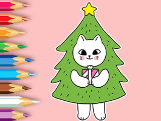 Coloring Book: Cats And Christmas Tree