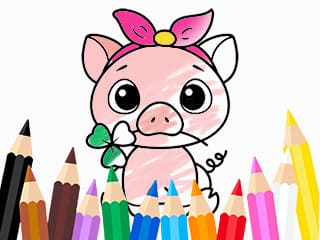 Coloring Book: Cute Pig