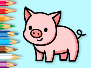 Coloring Book: Cute Pig