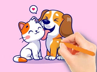 Coloring Book: Dog And Cat