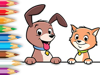 Coloring Book: Dog And Cat