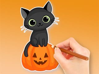 Coloring Book: Halloween Cat