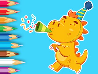 Coloring Book: Happy Dinosaur Birthday