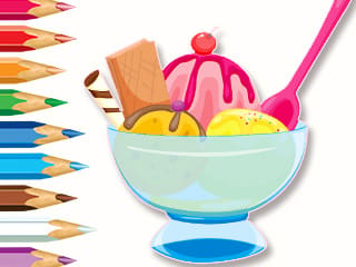 Coloring Book: Ice Cream Sundae