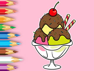 Coloring Book: Ice Cream Sundae