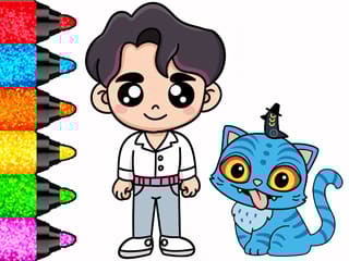 Coloring Book: Kpop Jinu & Blue Tiger