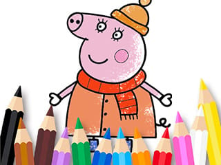 Coloring Book: Mommy Pig Winter