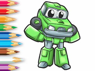 Coloring Book: Robot And Car