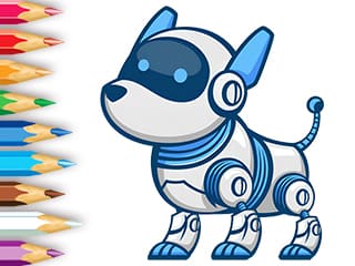 Coloring Book: Robot And Dog