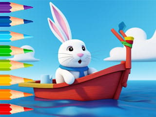 Coloring Book: Sailing Rabbit