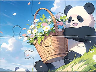 Jigsaw Puzzle: Basket Flower Panda