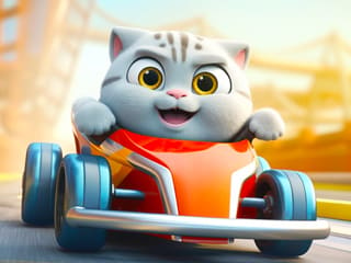 Jigsaw Puzzle: Cat Racing Driver