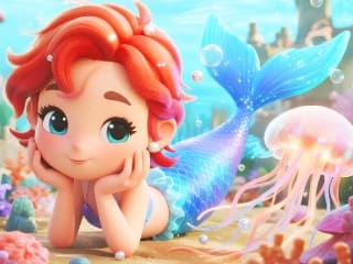 Jigsaw Puzzle: Chibi Mermaid Marshmallow Jellyfish