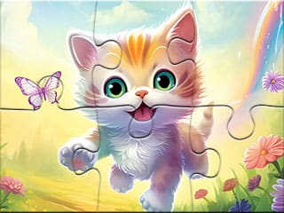 Jigsaw Puzzle: Kitten With Butterfly
